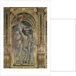 St. Martin sharing his cloak with the beggar, detail from a polyptych, 1485 by Bernadino & Zenale B. (1436-1526) Butinone