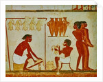 Meat processing of the birds by Egyptian 18th Dynasty
