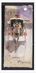 Christmas Card with a Hansom Cab by Joseph Crawhall