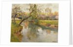 French River Landscape with a Flowering Tree by Fritz Thaulow