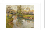 French River Landscape with a Flowering Tree by Fritz Thaulow