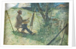 Artist Painting by a Burn, 1886 by Tom Scott