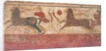 Chariot racing, detail from a tomb chamber, 330-320 BC by Etruscan