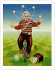 Albert Einstein juggling with time, 2000 by Frances Broomfield