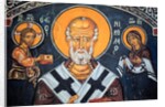 Saint Nicholas surrounds Christ and Mary Byzantine fresco by Anonymous