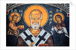 Saint Nicholas surrounds Christ and Mary Byzantine fresco by Anonymous