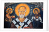 Saint Nicholas surrounds Christ and Mary Byzantine fresco by Anonymous