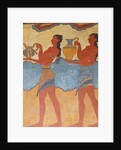 Figures of the procession fresco from the palace at Knossos by Minoan Minoan