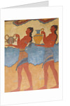 Figures of the procession fresco from the palace at Knossos by Minoan Minoan