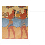 Figures of the procession fresco from the palace at Knossos by Minoan Minoan