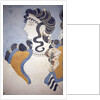 Minoan art. Details of the Ladies in blue fresco by Minoan Minoan