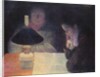 Reading under the Lamp, 1890 by Leon Pourtau