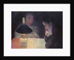 Reading under the Lamp, 1890 by Leon Pourtau