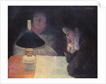 Reading under the Lamp, 1890 by Leon Pourtau