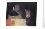 Reading under the Lamp, 1890 by Leon Pourtau