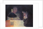 Reading under the Lamp, 1890 by Leon Pourtau