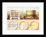 Design for a Fortification on the Outskirts of Paris - a Perspective View, Section and Three Floor Plans of the Central Tower, c.1813 by French School