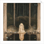 Princess Tuvstarr looking at the water of the lake with nostalgia, 1913 by John Bauer