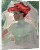 Woman with Red Hat and Parasol by Frank Duveneck