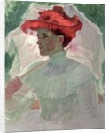 Woman with Red Hat and Parasol by Frank Duveneck