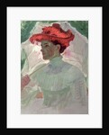 Woman with Red Hat and Parasol by Frank Duveneck