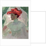 Woman with Red Hat and Parasol by Frank Duveneck