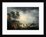 Sunrise, A Coastal Scene with Figures around a Fire, 1760 by Claude Joseph Vernet