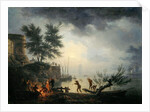 Sunrise, A Coastal Scene with Figures around a Fire, 1760 by Claude Joseph Vernet
