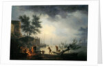 Sunrise, A Coastal Scene with Figures around a Fire, 1760 by Claude Joseph Vernet