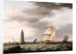 A Man of War passing the Eddystone Lighthouse, c.1773 by Francis Holman