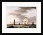 A Man of War passing the Eddystone Lighthouse, c.1773 by Francis Holman