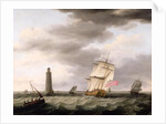 A Man of War passing the Eddystone Lighthouse, c.1773 by Francis Holman