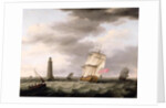 A Man of War passing the Eddystone Lighthouse, c.1773 by Francis Holman