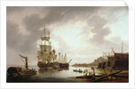 British Men of War at Anchor in Blackwall Reach, 1792 by Dominic Serres