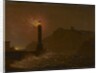 A Lighthouse on fire at night by Joseph Wright of Derby