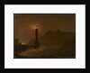 A Lighthouse on fire at night by Joseph Wright of Derby