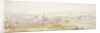 Distant view of a town with a chateau on the right by Adam Frans van der Meulen