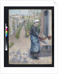 In the Garden at Pontoise: A Young Woman Washing Dishes, 1882 by Camille Pissarro