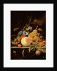 Still Life of Fruit and Nuts on a Stone Ledge by Abraham Mignon