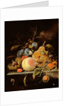 Still Life of Fruit and Nuts on a Stone Ledge by Abraham Mignon