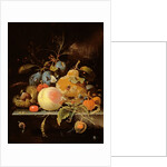 Still Life of Fruit and Nuts on a Stone Ledge by Abraham Mignon