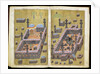 MS.343.f15v-16r The mosques at Medina & Mecca, from `Reasons for Charity', by Mustafa Al-Shukri, 1160 by Persian School