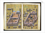 MS.343.f15v-16r The mosques at Medina & Mecca, from `Reasons for Charity', by Mustafa Al-Shukri, 1160 by Persian School