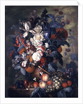 A Vase of Flowers with Fruit by Jacob van Huysum