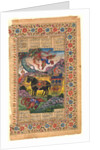 Shahnama: Isfandiyar in His Armoured Car Encounters the Simurgh, 1600-1625 by Persian School
