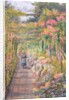 Young Girl Walking under a Rose Pergola by English School