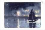 Sailboat and Fourth of July Fireworks, 1880 by Winslow Homer