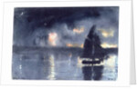 Sailboat and Fourth of July Fireworks, 1880 by Winslow Homer