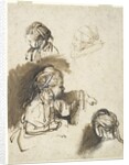Three Studies of a Child and One of an Old Woman by Rembrandt Harmensz. van Rijn