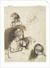 Three Studies of a Child and One of an Old Woman by Rembrandt Harmensz. van Rijn